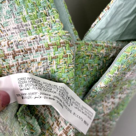 Zara Plaid Pinafore Tweed Dress Pastel Green White Overall Mini size Small - Picture 13 of 15